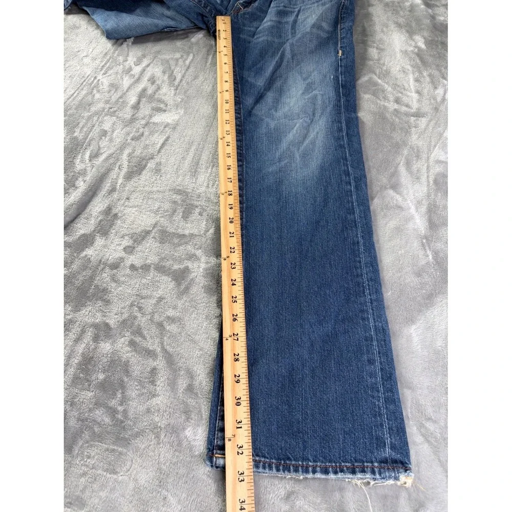 True Religion Jeans Straight Mens 37x32 Blue Thick Contrast Stitching